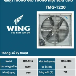Quạt hút công nghiệp 1200x1200 Wing TMG 1220