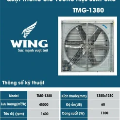 Quạt hút công nghiệp 1380x1380x400 Wing TMG 1380